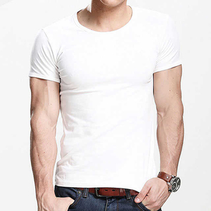 Venta caliente hombres músculo cuello redondo Camiseta verano sólido negro ajustado ajuste suave algodón capa Base Casual gimnasio desgaste hombres camisetas - Product Image 4