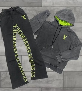 Conjunto de chándal para hombre, chándal, pantalones de chándal apilados acampanados, pantalones de chándal y Sudadera con capucha estampada OEM/ODM, personalizado, grueso, Unisex, adultos, Primavera - Product Image 5