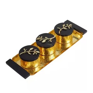 Servidor Triple de Plata con Asa de Hoja de Palma para Aperitivos, Frutos Secos y Chocolates, Centro de Mesa Decorativo Moderno - Product Image 3