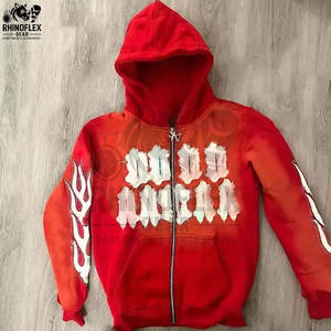 Sudaderas con capucha bordadas de alta calidad, precio barato básico, mezcla de algodón, ajuste holgado, ropa informal, sudaderas con capucha bordadas de angustia - Product Image 3