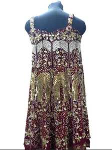 Amazing Boho Embellished Maxi Dress Hand <b>Beaded</b> Bohemian Kaftan Maxi Dress <b>Beaded</b> Evening Gold Embroidered Maxi Embellished Back - Product Image 3