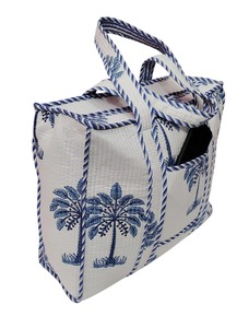 summer fashion cotton tote bag designer hand block print <b>quilted</b> shoulder Travel bag with zipper closure large size for kadies - Product Image 4