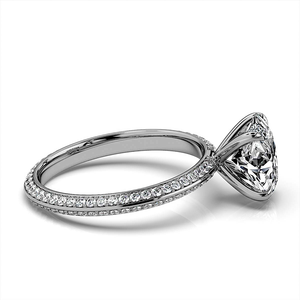 1ct Classique Solitaire Bague de Fiançailles 3D Pave Alliance Or Jaune 14k Prong Setting Oval Cut Lab Grown Diamond IGI Gift - Product Image 5