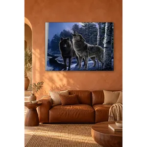 Impression sur toile : Loups de Fida hurlant parmi des bouleaux - Product Image 4