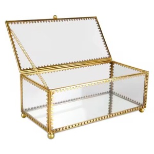 Boîte à bijoux en verre artisanal, présentoir de rangement, tiroir, miroir en verre trempé, boîte à bibelots, finition personnalisée, qualité supérieure - Product Image 1