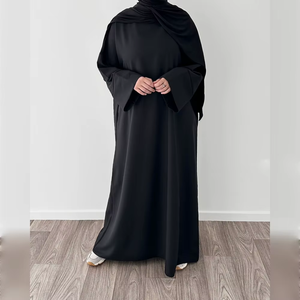 Abaya de prière islamique turque de luxe, élégante, en soie noire de Dubaï, anti-plis, personnalisée, vente en gros, vêtement musulman traditionnel - Product Image 4