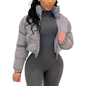 แจ็คเก็ตขนเป็ดแบบสั้นมีซิปสำหรับผู้หญิงแจ็คเก็ตบุนวมสั้นฤดูหนาวโค้ทกันลมให้ความอบอุ่นน้ำหนักเบา - Product Image 1