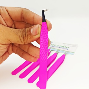 แหนบสำหรับบูต90องศาสำหรับแฟนๆขนาดใหญ่และขนตาคลาสสิกแหนบสเลสสีชมพูพร้อมกล่องบรรจุภัณฑ์ - Product Image 4