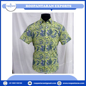 Camiseta a rayas para hombre Tela suave de algodón Cambric Bloque de mano indio Impreso Mejor precio Temporada de primavera Venta - Product Image 2