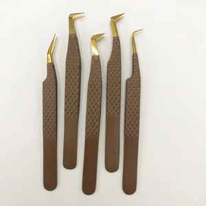 Pinzas de Extensión de Pestañas de Acero Inoxidable Premium con Puntas de Fibra y Logotipo Personalizado, Punta Serrada Profesional, Longitud de 10 mm, Precisión - Product Image 1