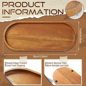 Bandejas de Madera para Servir, Tabla de Charcutería, Plato Ovalado de Madera Maciza, Bandejas Rústicas Vintage y Platos - Product Image 3