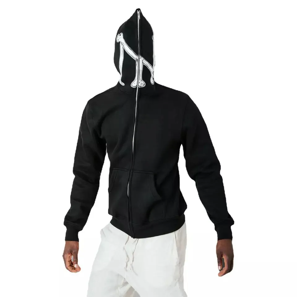 Latest Design Fleece Mens Zip Up Heavyweight Hoodie Streetwear Full Zip Up Hoodie Custom Logo Full Face Zip Hoodies
