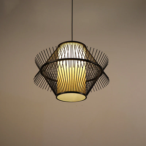 Lámpara de Bambú de Primera Calidad, Pantalla de Mimbre Natural Tejida a Mano, Estilo Rústico y Ecológico para Hogar Costero Chino - Product Image 2