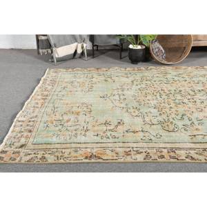 Tapis turc vintage 4.6 X 7.6ft grande surface fait à la main en laine vert Beige Patchwork rectangulaire couloir Design Latex pour la décoration de la chambre - Product Image 2