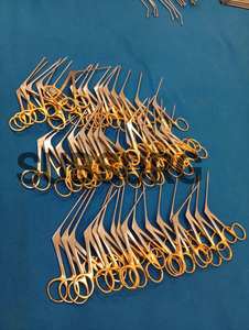 Tijeras Micro Aural 80mm Instrumento de acero inoxidable hecho a mano Recubierto de oro - Product Image 3