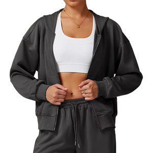 ชุดฮู้ดดี้ เสื้อผ้าสำหรับกิจกรรมกลางแจ้ง ชุด 2 ชิ้น สำหรับผู้หญิง เสื้อผ้าผู้หญิงใส่สบาย รับสกรีนโลโก้ ชุดบอดี้สูทผ้าเฟรนช์เทอร์รี่ ชุดวอร์ม 2 ชิ้น - Product Image 3