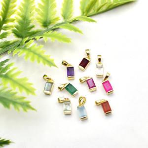 <b>Crystal</b> Quartz Collet Set Charm Gold Plated Baguette Shape Gemstone Prong Pendant for Necklace Handmade Charm For <b>Jewelry</b> Making - Product Image 3