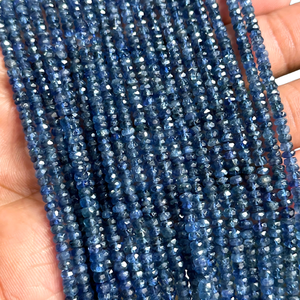 Cuentas Rondelle facetadas de zafiro azul Natural de origen de Birmania, cuentas de piedra de zafiro preciosas certificadas sueltas, suministro a granel de 3mm - 4mm - Product Image 2
