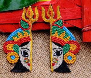 Pendientes Dulhaniya Hechos a Mano con Cuentas Rosas y Naranjas, Joyería Festiva para Mujer al Mejor Precio - Product Image 1