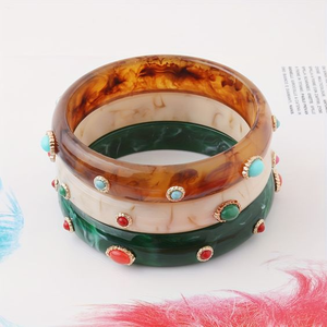 Brazaletes de resina coloridos modernos hechos a mano, colección de pulseras de India, celebraciones festivas, brazaletes de estilo Ángel para mujeres - Product Image 2