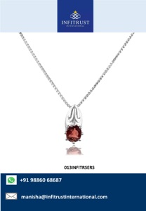 Dazzling Red Ruby Pure Sterling Silver Link Chain Pendentif Collier pour les femmes sur toutes les tenues comme tenue quotidienne décontractée au prix de budget - Product Image 2