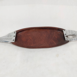 Plateau de service décoratif en bois fait main, artisanat en bois personnalisé, articles de cuisine de haute qualité, fabrication indienne, forme et taille sur mesure - Product Image 1