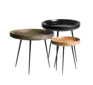 Juego de 3 Mesas de Centro de Madera de Mango Ecológicas y Duraderas con Diseño Industrial y Estructura Metálica para Sala de Estar o Comedor - Product Image 1