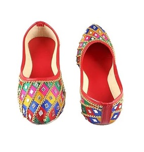 Handmade Traditional Embroidered Long Size <b>Khussa</b> Jutti Multi-Color Leather Wedding <b>Shoes</b> Ladies Flat Breathable 2024 Design - Product Image 2