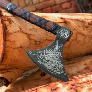 Handmade Custom Viking Norse Tomahawk <b>Axe</b> Head Industrial Grade Carbon Steel 58-60HRC Battle Sharp Edge with Rosewood <b>Handle</b> - Product Image 1