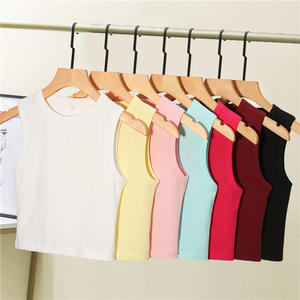 Vente en gros de débardeurs personnalisés pour femmes sans manches en coton tricoté décontracté d'été grande taille OEM/ODM disponible en usine - Product Image 2