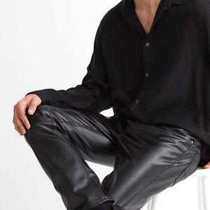 กางเกงหนังผู้ชายคุณภาพสูง ดีไซน์ล่าสุด ทรงตรง น้ำหนักเบา สไตล์ลำลอง ขายส่ง รับทำโลโก้ - Product Image 5