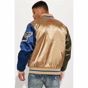 Chaqueta universitaria de satén de doble cara con bordado personalizado de estilo callejero para hombre, resistente al agua, servicio OEM - Product Image 5