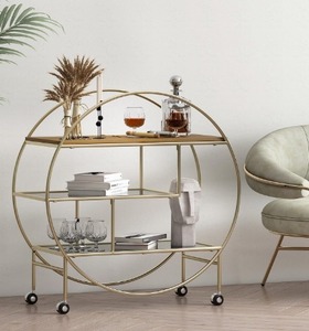 Carrito contemporáneo de estilo lujoso Carrito de servicio de hoteles de gran tamaño Pantalla de 3 niveles Carrito elegante real Fácil de mover - Product Image 2