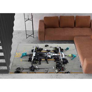 Alfombra de Carreras F1: Diseño de Mercedes Bolid, Lewis Hamilton Pit Stop, Alfombra Impresa, Alfombra Delgada No Tejida - Product Image 2