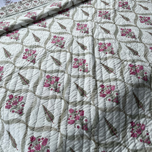 Jaipuri Handmade <b>Quilt</b> <b>Indian</b> Hand Block Printed Reversible Razai Cotton Voile Handmade <b>Quilt</b> Patch Work <b>Quilt</b> - Product Image 4