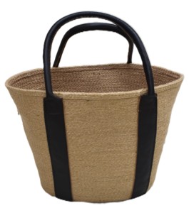 Sac ovale conique écologique avec longue poignée en cuir, exportation directe de l'usine de produits en jute dorée du Bangladesh - Product Image 2