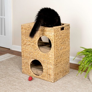 Vertical Water Hyacinth Cat House Wicker Pet Tower Handmade Indoor Cat Furniture Sleeping Play House with Holes - Product Image 6