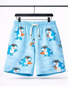 Pantalones Cortos de Playa Personalizados para Hombre – Pantalones Cortos Casuales Estampados con Cordón en la Cintura Elástica (Azul Claro) - Product Image 1