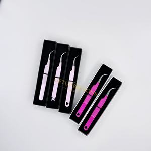 Pince à épiler GETUP BROSONS IMPEX en acier inoxydable blanc/rose, design découpé diamant, anti-magnétique, anti-statique, parfaite pour les cils - Product Image 5