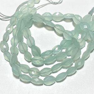 ลูกปัดพลอยคาลซิโดนีแบบเหลี่ยมเพชรพลอยสีเขียว7x9-10x14MM - Product Image 4