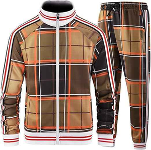 Premium Quality Track Suits Men Full-Zip Comfy High Quality Outfit Plaid <b>Tracksuit</b> Jogging Suit - Product Image 1