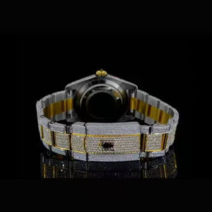 Haute qualité glacé Moissanite diamant cadran montre chiffres romains marqueurs luxe en acier inoxydable verre formel Premium mode charme - Product Image 3