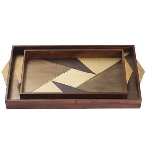 Ensemble de planche de service carrée en bois personnalisé de style moderne exquis plateaux à café plateaux pour la maison hôtels restaurants vente en ligne - Product Image 1