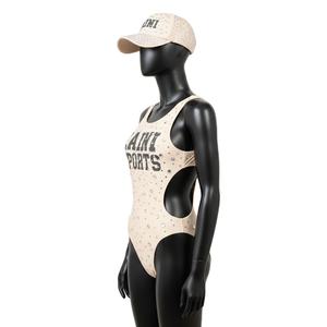 Traje de Baño de Una Pieza para Mujer, Premium, de Nailon y Spandex, con Pedrería Beige, Logotipo Personalizado con Técnica de Termotransferencia - Product Image 4