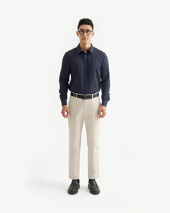 <b>Men's</b> <b>Long</b> <b>Sleeve</b> Coffee-Dyed Fitted Solid <b>Casual</b> Business Autumn Breathable <b>Shirt</b> <b>S</b>.Cafe Fabric Single Button Custom Routine - Product Image 5