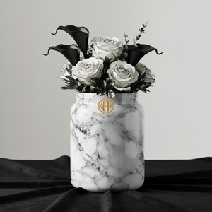 Jarrón de Flores de Hierro de Primera Calidad, Moderno y Lujoso, con Estampado de Mármol Esmaltado, para Decoración del Hogar, Restaurantes y Bodas - Product Image 5