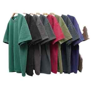 Camiseta de Manga Corta Extra Grande de Algodón Puro Lavado Estilo Vintage Europeo Americano Personalizada - Product Image 2