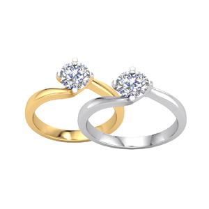 Bague de fiançailles en or massif 10 carats jaune et blanc avec diamant de laboratoire cultivé 0,5 carat certifié IGI, style classique, bijoux pour femmes - Product Image 1