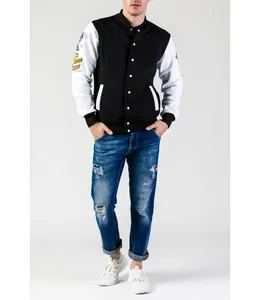 Chaqueta cortavientos de béisbol de lona al por mayor, chaqueta universitaria de secado rápido, personalizada, impermeable, talla grande, cuello levantado para hombre, logotipo frontal - Product Image 3