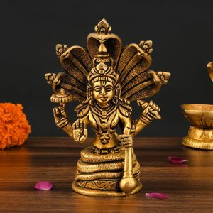 Shubham Ấn Độ đồng thau dân tộc mạ vàng ống đồng ngồi sheshnaag Nữ Thần Tượng Tôn Giáo vị thần <span class=keywords><strong>vishnu</strong></span> cho trang trí văn phòng nhà - Product Image 1